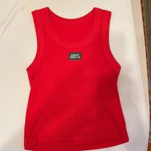 Daily Drills red ribbed logo tank
